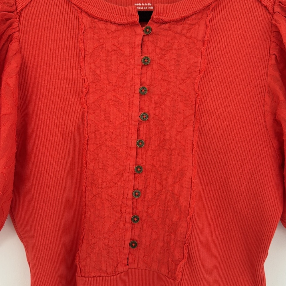 Pilcro Red Puff Short Sleeve Blouse - Size XS - Picture 4 of 7